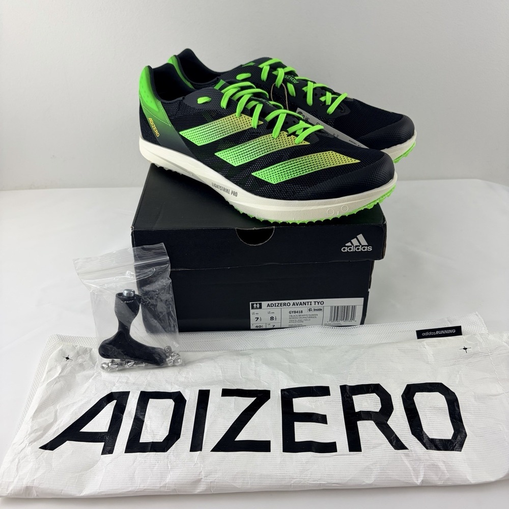 Adidas Adizero Avanti TYO Men Track Spikes Black Green Size 7.5 NIB